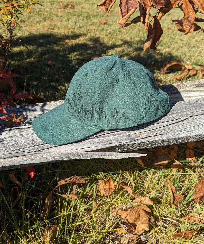 Desert Hat, Burned Baseball Hat, Cactus Baseball Hat, Distressed Baseball Hat, Hand Burned Western Hat, Southwestern Hat, Sun Hat For Him image 7