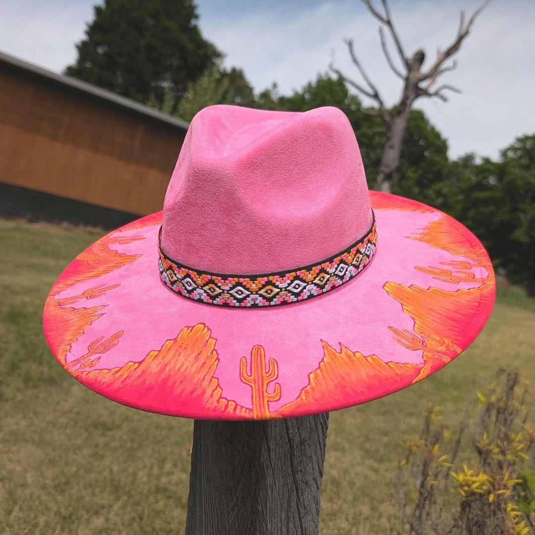 Rustic Desert Hat Western Desert Painted Rancher Hat, Hand Painted Fedoras for Women ...