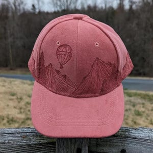 Hot Air Balloon Hat, Burnt Ball Caps, Unique Graduation Gift For Her, Pink Birthday Gift, Globetrotter Gift, Retirement Gift, For Daughter
