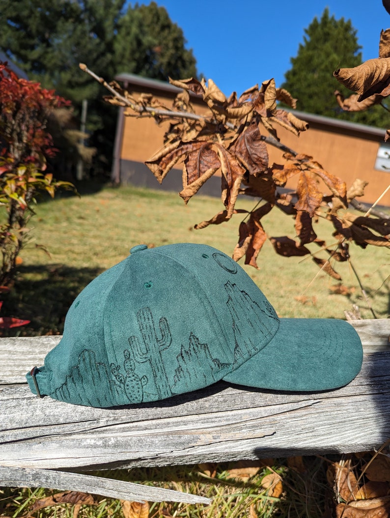 Desert Hat, Burned Baseball Hat, Cactus Baseball Hat, Distressed Baseball Hat, Hand Burned Western Hat, Southwestern Hat, Sun Hat For Him image 4