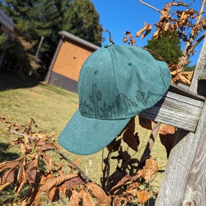 Desert Hat, Burned Baseball Hat, Cactus Baseball Hat, Distressed Baseball Hat, Hand Burned Western Hat, Southwestern Hat, Sun Hat For Him image 3