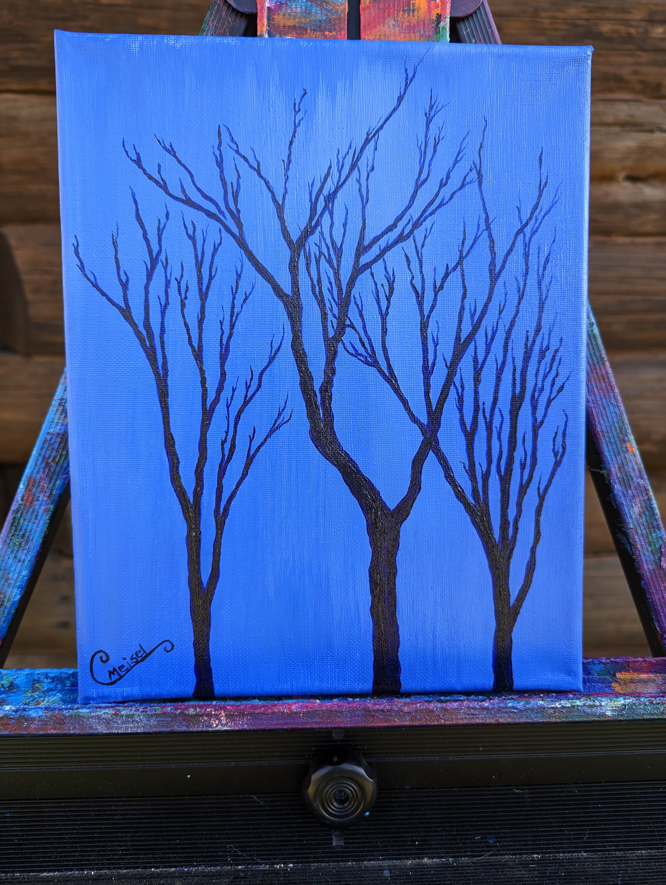 Original Dusk Painting Tree Silhouette Wall Art Forest Wall Etsy