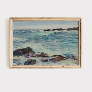 Coastal Wall Art | Digital Download | Ocean Wall Art | Vintage Wall Art | Art Print | Living Room Art | Vintage ocean painting |oil painting