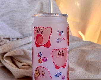 Vaso de vidrio esmerilado Kawaii de 18 oz