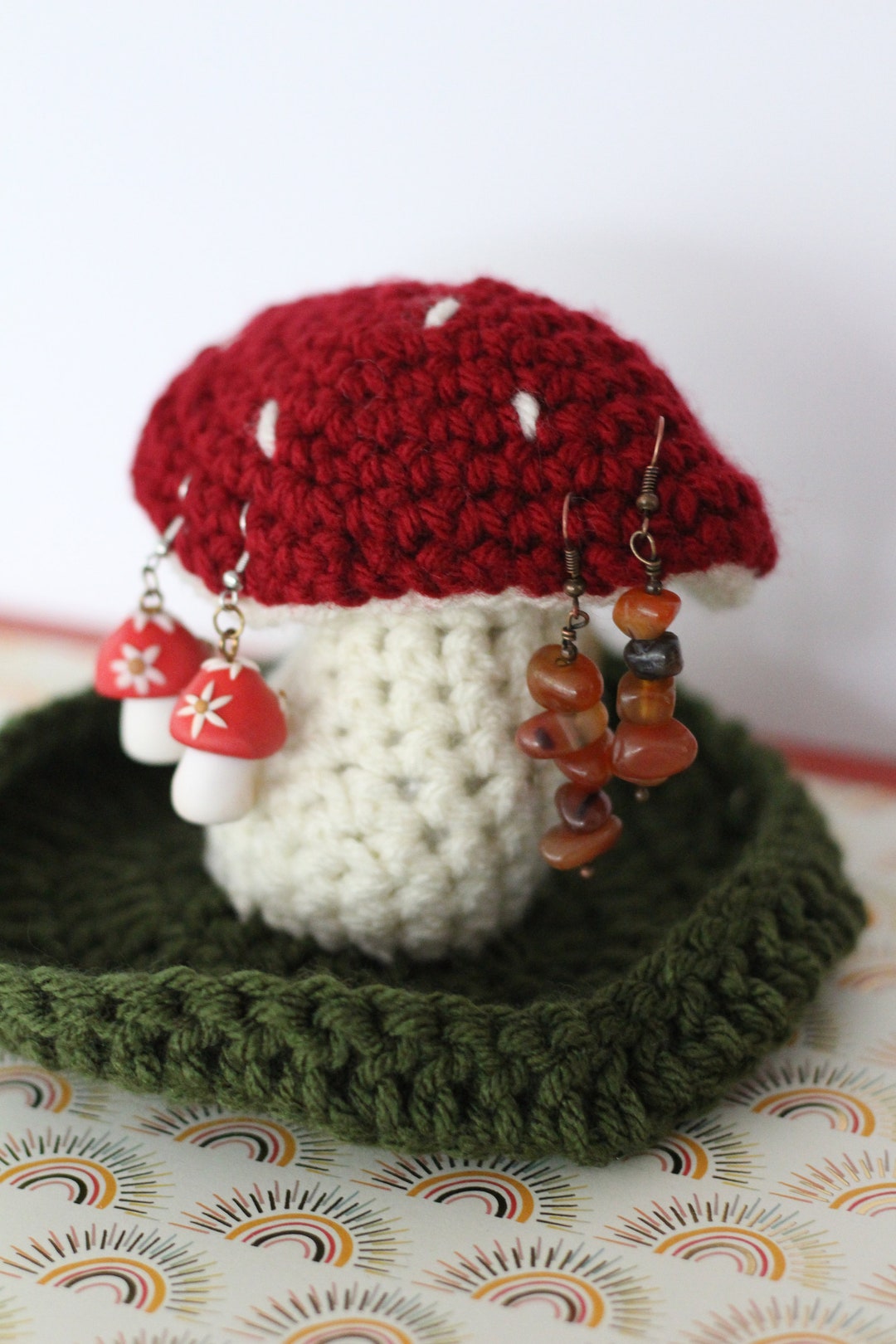 Crochet Mushroom Jewelry Holder jewelry Not Included Etsy