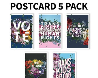 Assorted Queer Postcards from Transpainter (5 Pack of Assorted LGBTQ Post Cards)