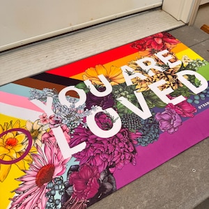 You Are Loved Doormat: Rainbow Pride Home Decor