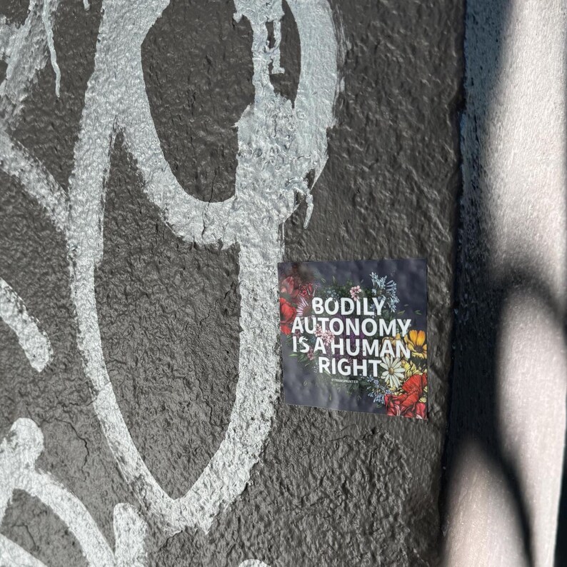Bodily Autonomy Vinyl Sticker: Feminist Protest Art - Rainbow Floral image 14