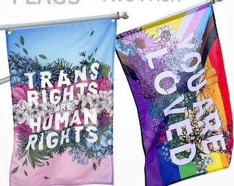 2 Pack: LGTBQ+ Pride Flags - Transgender Pride Flag & LGBTQ Pride Flag