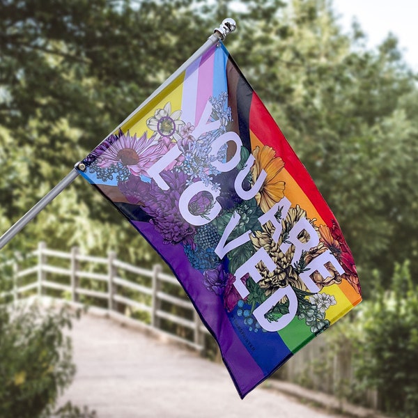 Bandera del orgullo Eres amado - Bandera del orgullo del progreso LGBTQ