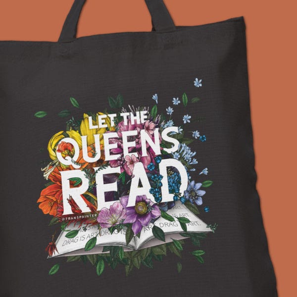 Bolsa de lona de algodón "Que las reinas lean" / Hora de cuentos drag