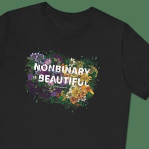 Nonbinary Pride T-Shirt | Floral Design, Soft Cotton