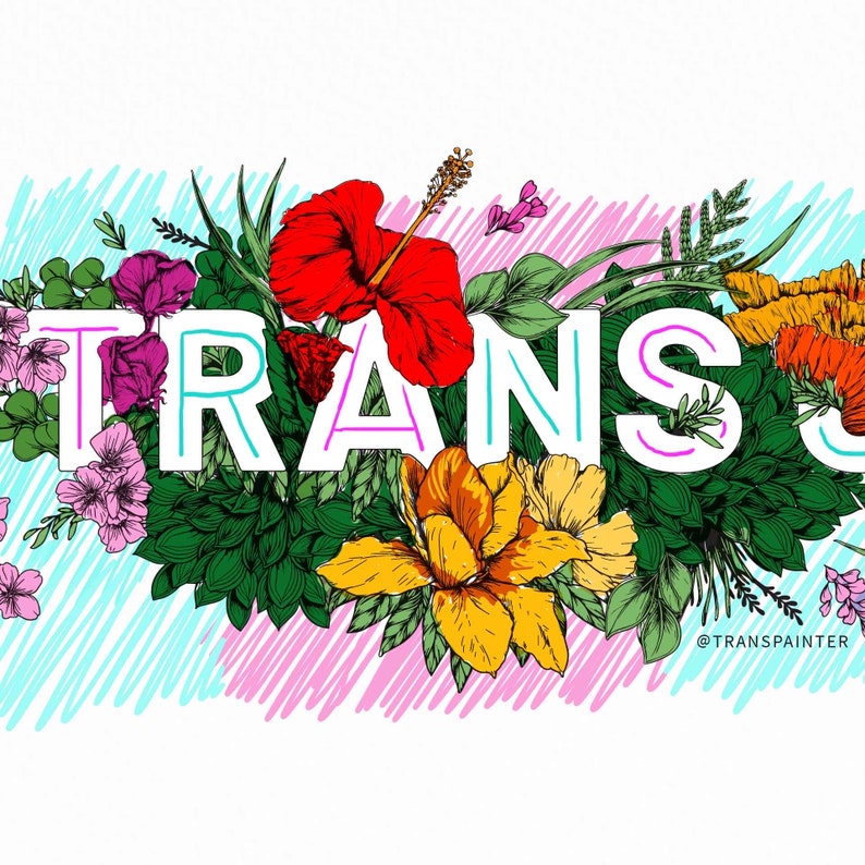 Mural: Trans Joy LGBTQ Pride Coloring Banner LGBTQ Pride Banner image 2
