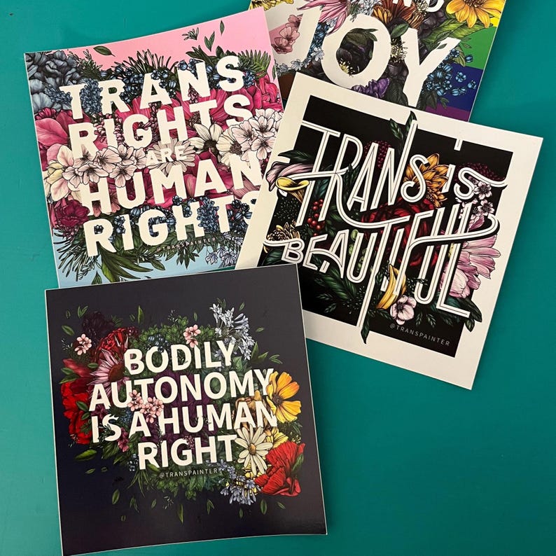 Bodily Autonomy Vinyl Sticker: Feminist Protest Art - Rainbow Floral image 13
