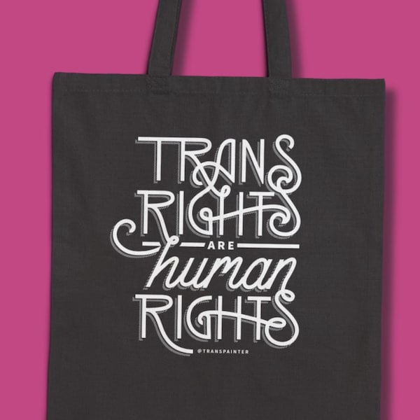 Bolsa de tela "Los derechos trans son derechos humanos" - Regalo del orgullo LGBTQ+