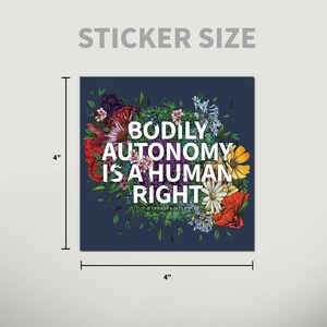 Bodily Autonomy Vinyl Sticker: Feminist Protest Art - Rainbow Floral image 3