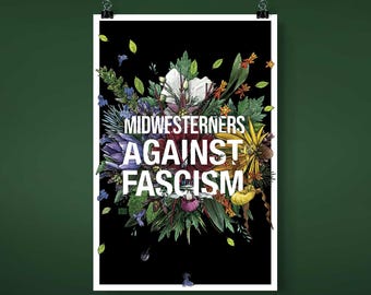 Midwesterners Against Fascism Poster | Antifascist Art | Political Posters | Protest Signs