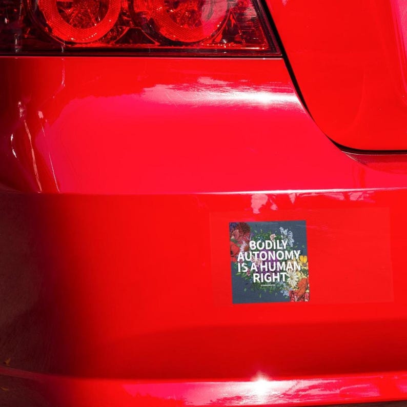 Bodily Autonomy Vinyl Sticker: Feminist Protest Art - Rainbow Floral image 2