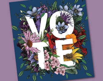 Vote Sticker: Floral Election Day Bumper Sticker