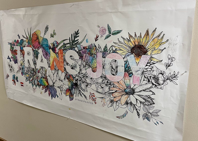 Mural: Trans Joy LGBTQ Pride Coloring Banner LGBTQ Pride Banner image 8