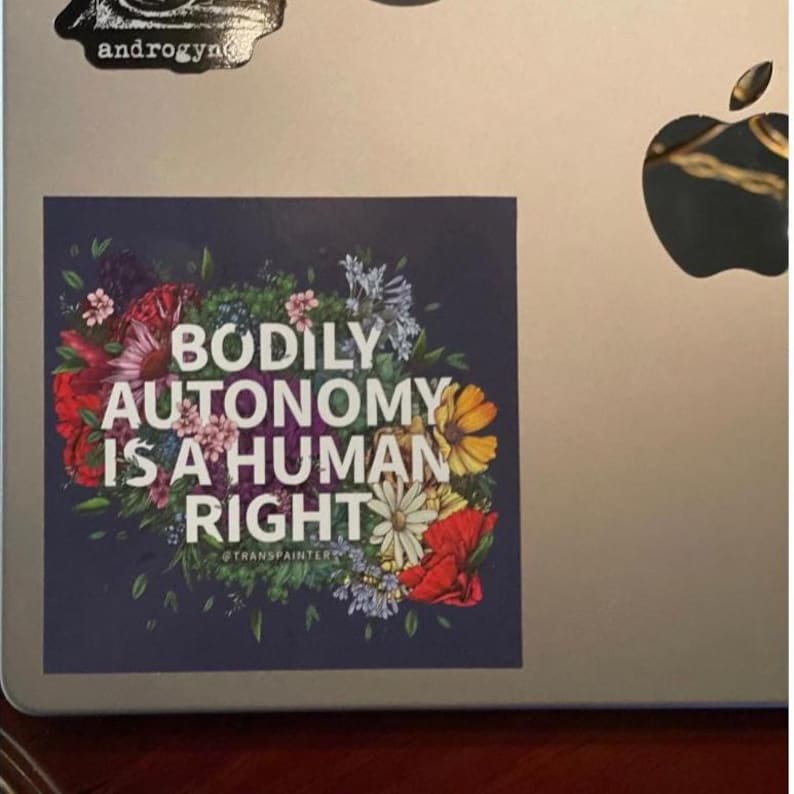 Bodily Autonomy Vinyl Sticker: Feminist Protest Art - Rainbow Floral image 7