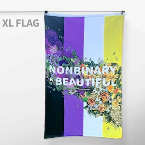 Nonbinary Pride Flag XL | Nonbinary Is Beautiful | LGBTQ Pride Festival Flag | Pride Flag | Protect Trans | LGBT Pride Flag | Nonbinary Flag