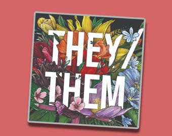 THEY/THEM Pronoun Enamel Pin: Queer Lanyard Tags