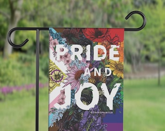 Pride & Joy Garden Flag: LGBTQ+ Progress Flag, Rainbow Florals