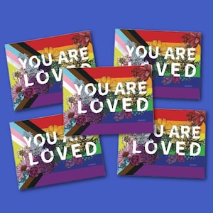 Cartões de felicitações You Are Loved (pacote com 5) | You Are Loved | Cartões botânicos | Cartões de felicitações florais