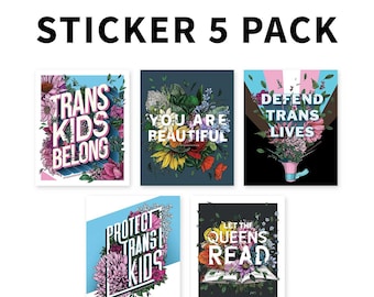 LGBTQ+ Stickers  (Rectangle Design 5 Pack from Transpainter)