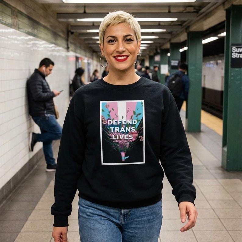 Defend Trans Lives Sweatshirt | Transgender Pride Shirt | Transgender Youth Sweat Shirt | LGBTQ Pride Shirt image 3