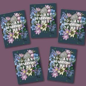 Set met wenskaarten die je verdient te rusten (5-pack) | Kaarten | Yogakaarten | Beterschap | Zelfzorgkaarten | Gewoon omdat