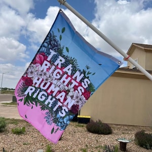 Trans Rights Are Human Rights Banner: Transgender Pride Flag