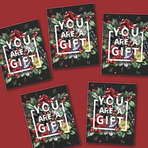 You Are A-cadeaubonnen (5-pack) | Winterwenskaarten | Dankbaarheid | Botanische kaarten | Bloemenwenskaarten | Kerstwenskaarten