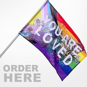 Bandera del orgullo LGBTQ "Eres amado" / bandera del orgullo lgbtq+ / bandera del orgullo lgbtq / bandera del orgullo gay / bandera del orgullo gay / bandera arcoíris