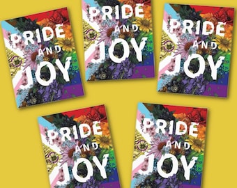Cartes de voeux Fierté et joie (paquet de 5) | Cartes de voeux de fierté | Cartes botaniques | Cartes de voeux florales | Cartes de voeux LGBTQ