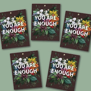 You Are Enough-wenskaartenset (5-pack) | Kaarten | Yogakaarten | Zelfzorgkaarten | Gewoon omdat