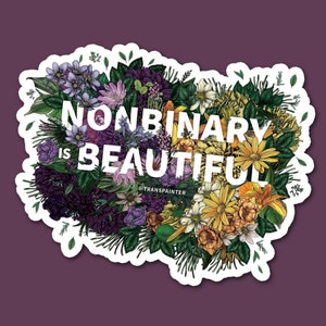 Sticker niet-binair is mooi | Sticker genderidentiteit | LGBTQ-sticker | Niet-binaire sticker | Regenboogsticker | Festivalsticker