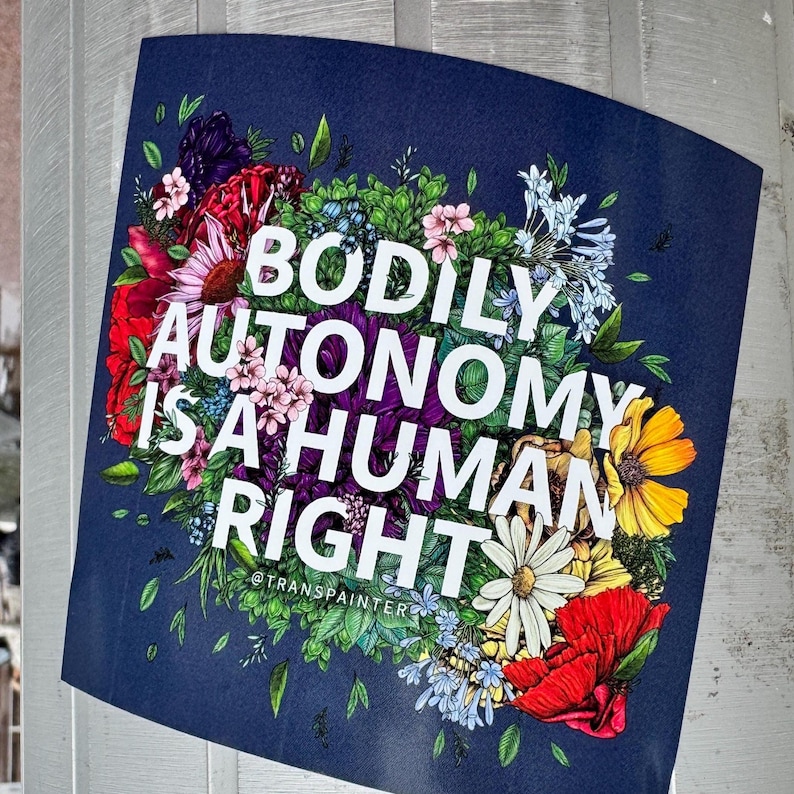 Bodily Autonomy Vinyl Sticker: Feminist Protest Art - Rainbow Floral image 17