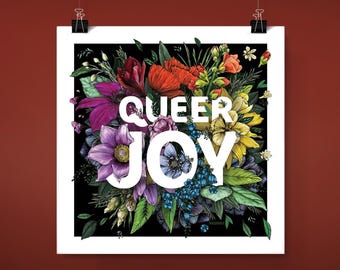 Queer Joy Floral Pride Poster: LGBTQ+ Wall Art