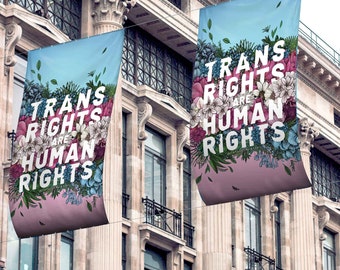 XL Trans Rights Are Human Rights Flag - Transgender Pride Flag