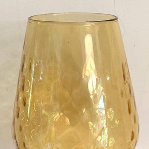 Vintage Empoli Amber Glass Vase Goblet | Italian Mid Century Art Glass | Honey Gold Stem Vase | Textured Bubble Glass Decor | 9 Inch