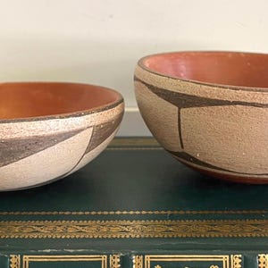 Antique Santo Domingo Pueblo Pottery Bowls: 1920s Native American Chili Bowls