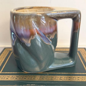 Vintage C&C Mexico Drip Glaze Mug Studio Pottery Coffee Mug Green Purple Brown Ceramic Mid Century Modern Artisan Cup