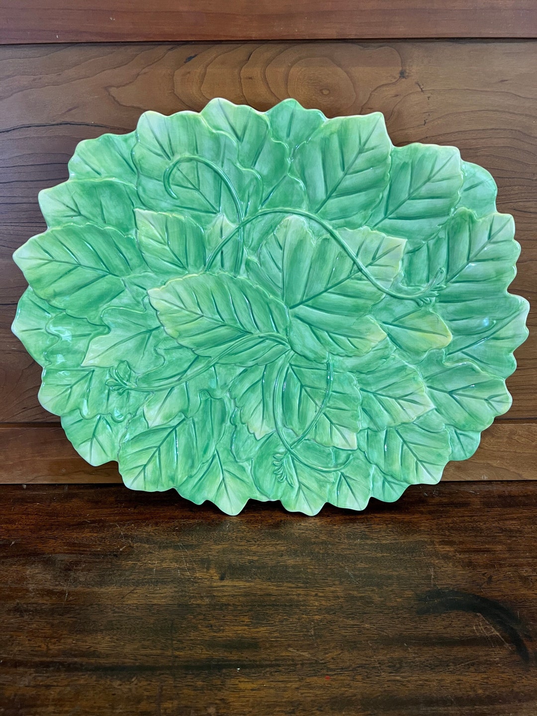 Rare Large Green Cabbage Leaf Platter by Fritz & Floyd Very Goo Etsy