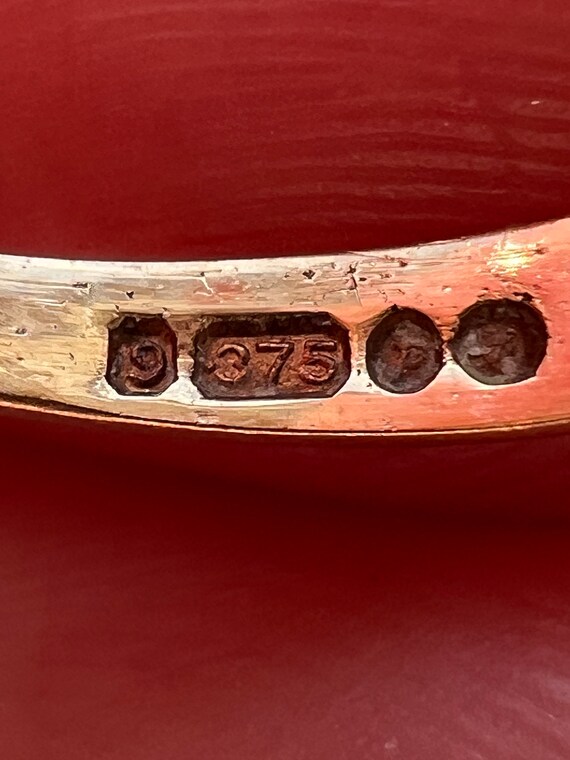 Antique 9k Gold Three Stone Turquoise Ring - image 7