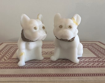 Westmoreland Black Glass French Bulldog Figurine With Gold