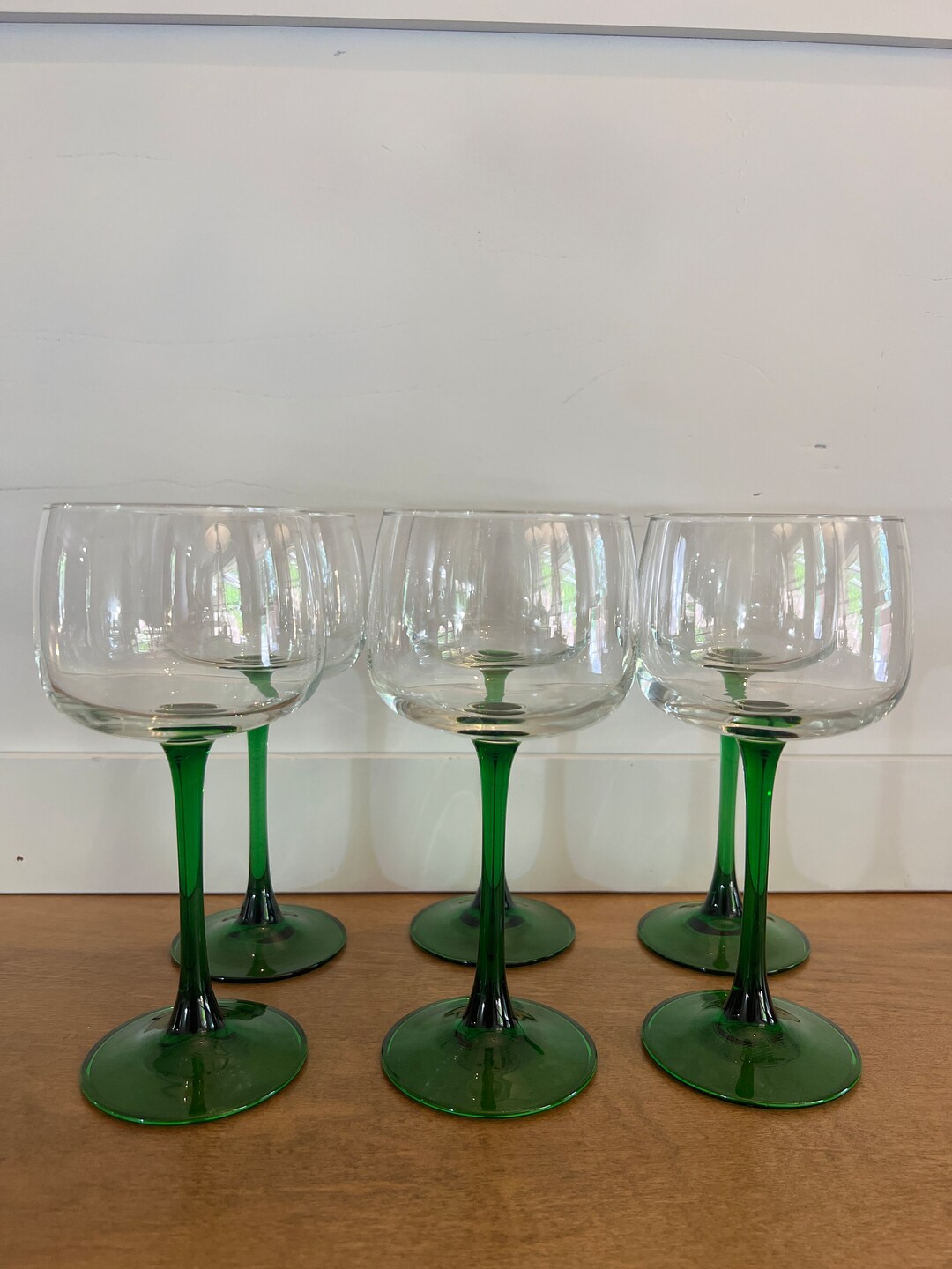 Emerald Green Stem Luminarc Wine Glasses Vintage Green Etsy UK