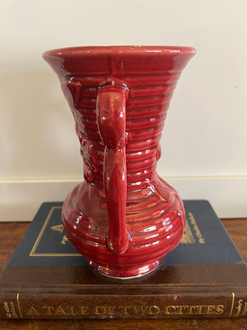 Vintage Shawnee Pottery Double Handle Vase Embossed Floral Etsy