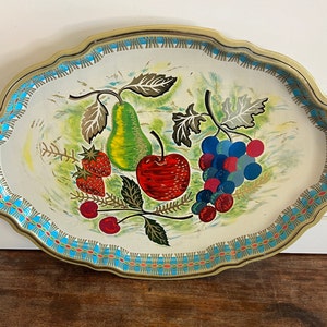 Large Vintage Baret Ware Metal Fruit Serving Tray